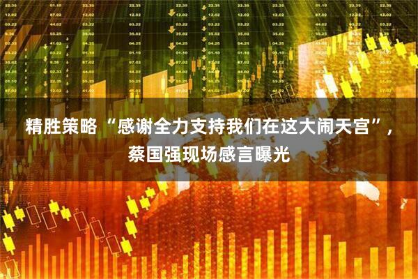 精胜策略 “感谢全力支持我们在这大闹天宫”，蔡国强现场感言曝光